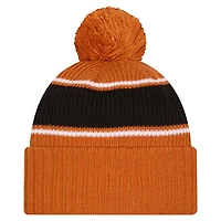 Men's New Era Burnt Orange Texas Longhorns Bold Cuffed Knit Hat with Pom