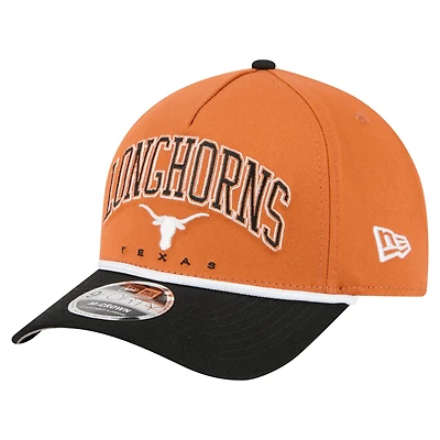 Casquette ajustable 9FORTY A-Frame M-Crown pour homme, modèle New Era Texas Longhorns orange/noir, corde bicolore Arch