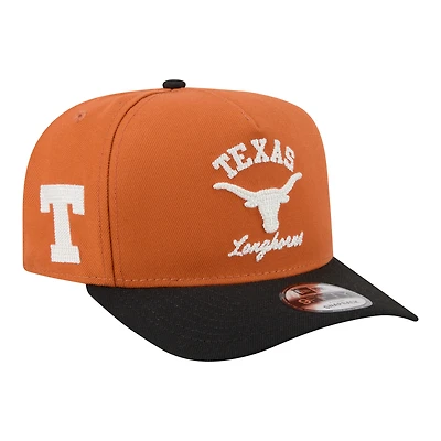 Casquette snapback New Era Texas Longhorns bicolore orange/noir pour homme, modèle 9FIFTY.