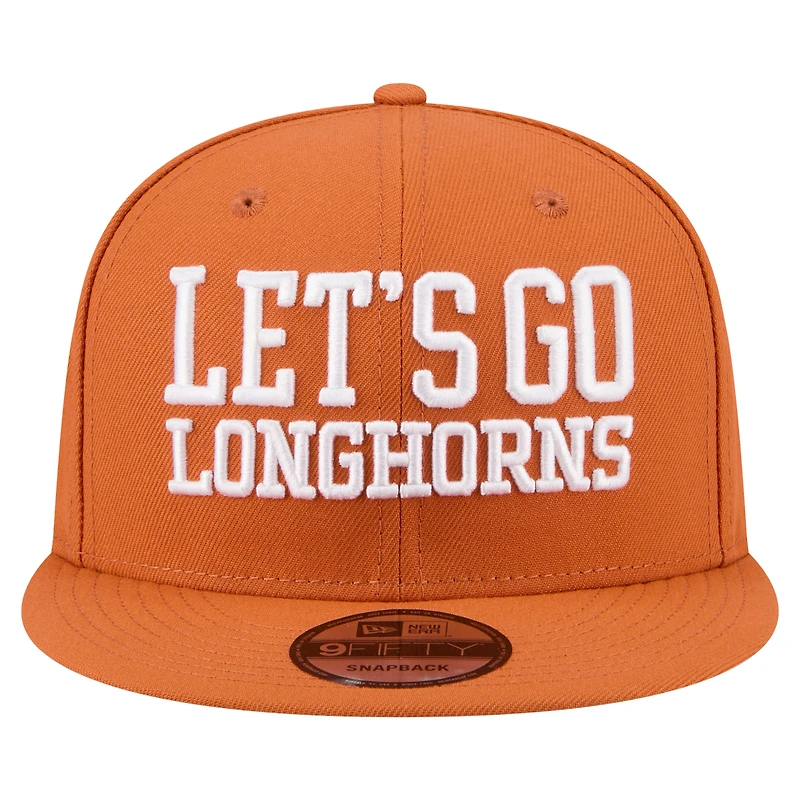 Casquette snapback New Era Texas Orange Texas Longhorns Go Team 9FIFTY pour homme
