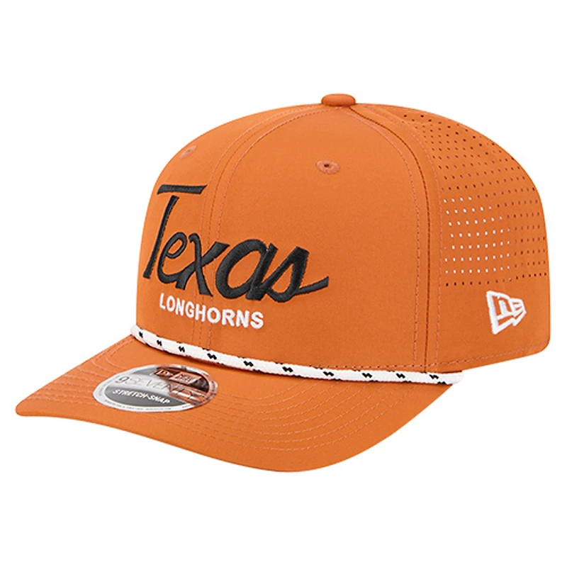 Men's New Era Texas Orange Texas Longhorns Script Performance Rope 9SEVENTY Adjustable Hat