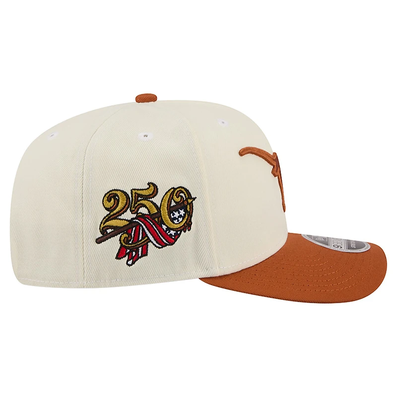 Men's New Era White/Texas Orange Texas Longhorns America's 250th 9SEVENTY Adjustable Hat
