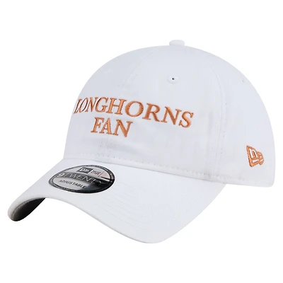 Casquette ajustable New Era blanche Texas Longhorns Fan 9TWENTY pour homme