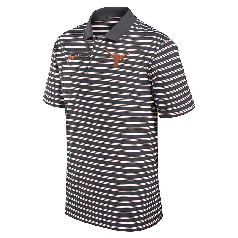 Men's Nike Anthracite/White Texas Longhorns Primetime Victory Striped Dri-FIT Polo