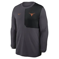 Maillot Nike Anthracite Texas Longhorns 2025 Sideline Coach UV Dri-FIT à manches longues pour homme