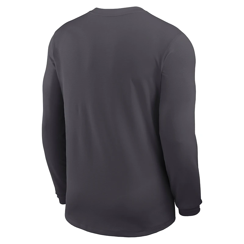 Maillot Nike Anthracite Texas Longhorns 2025 Sideline Coach UV Dri-FIT à manches longues pour homme