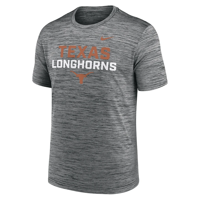 T-shirt Nike anthracite Texas Longhorns Campus Center Stack Velocity Performance pour homme