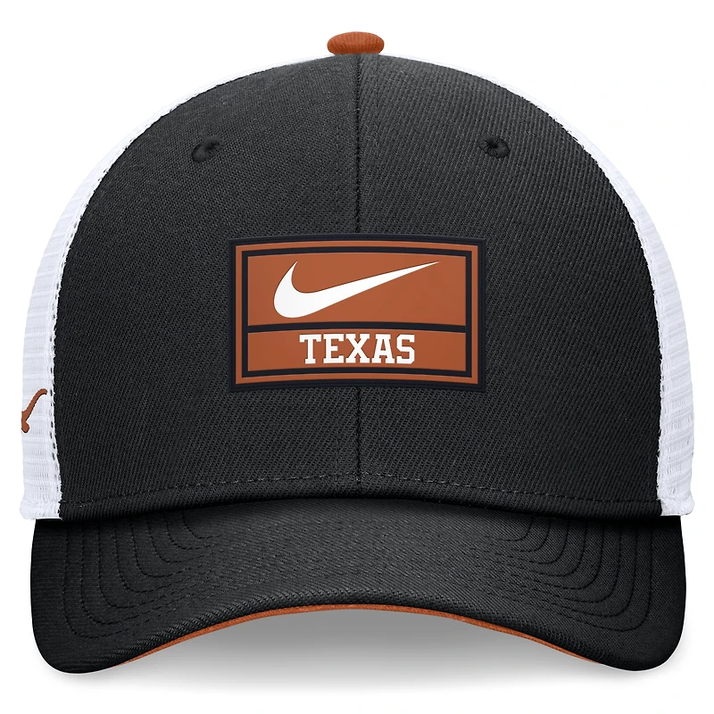 Men's Nike Black/White Texas Longhorns 2024 On Field Swoosh Trucker Adjustable Hat