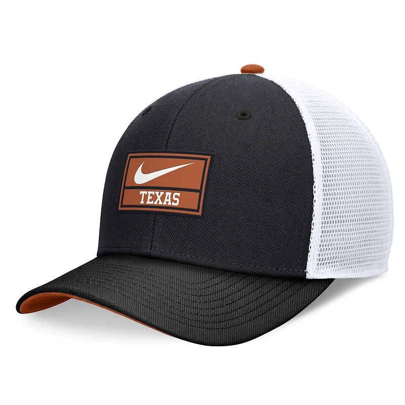 Men's Nike Black/White Texas Longhorns 2024 On Field Swoosh Trucker Adjustable Hat