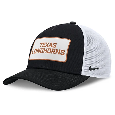 Men's Nike Black/White Texas Longhorns 2025 On-Field Rise Patch Trucker Adjustable Hat