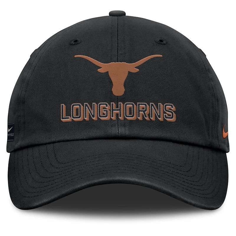 Casquette ajustable Nike noire Texas Longhorns 2025 On-Field Club pour homme