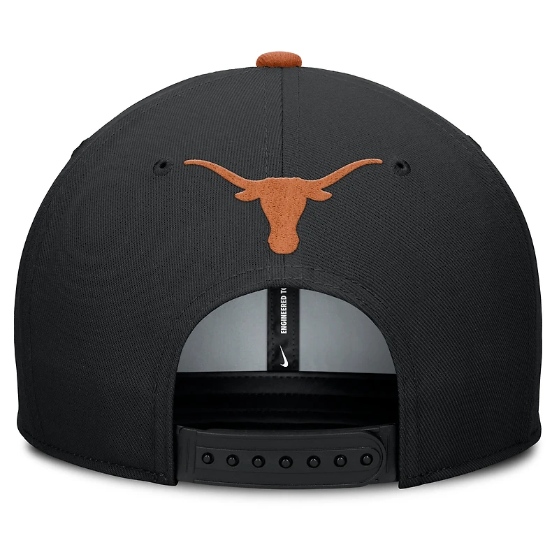 Casquette ajustable Nike noire Texas Longhorns 2025 On-Field Pro Performance pour homme