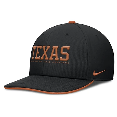 Casquette ajustable Nike noire Texas Longhorns 2025 On-Field Pro Performance pour homme