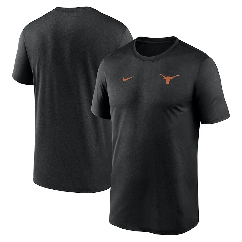 T-shirt Nike Legend Dri-FIT noir Texas Longhorns 2025 Sideline avec petit logo pour homme