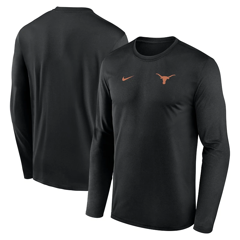 Men's Nike Black Texas Longhorns 2026 Sideline Small Logo Legend Dri-FIT Long Sleeve T-Shirt