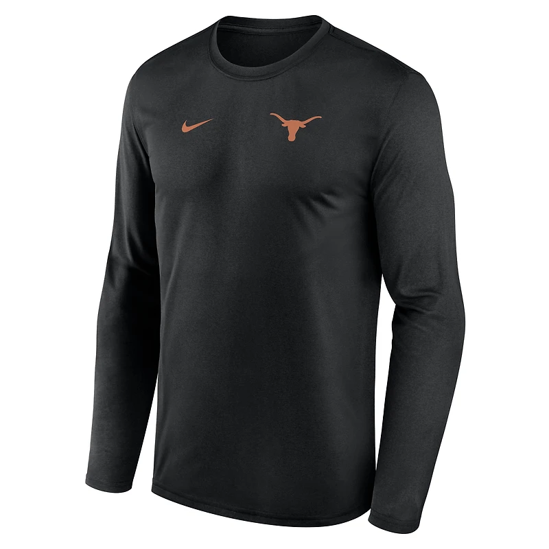 Men's Nike Black Texas Longhorns 2026 Sideline Small Logo Legend Dri-FIT Long Sleeve T-Shirt