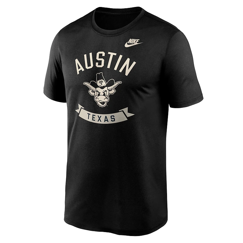 T-shirt Nike noir Texas Longhorns pour homme, motif légende de la ville natale, Dri-FIT