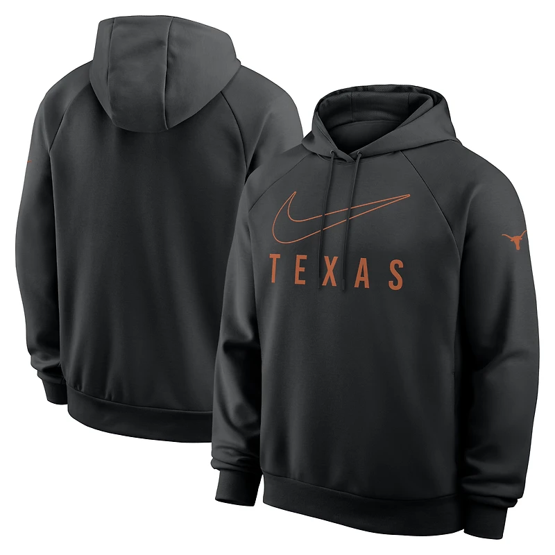 Sweat à capuche Nike noir Texas Longhorns Premium Raglan Dri-FIT pour homme