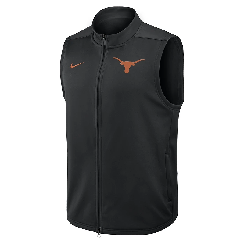 Gilet Nike noir Texas Longhorns Primetime Victory Performance entièrement zippé pour homme
