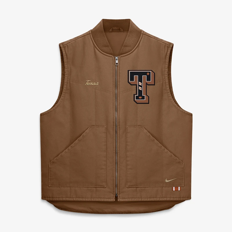 Gilet matelassé zippé Nike marron Texas Longhorns Academic pour homme