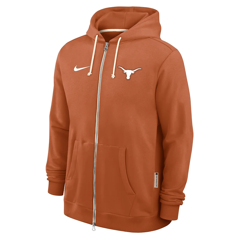Men's Nike Burnt Orange Texas Longhorns 2025 Sideline Standard Issue Dri-FIT Full-Zip Hoodie