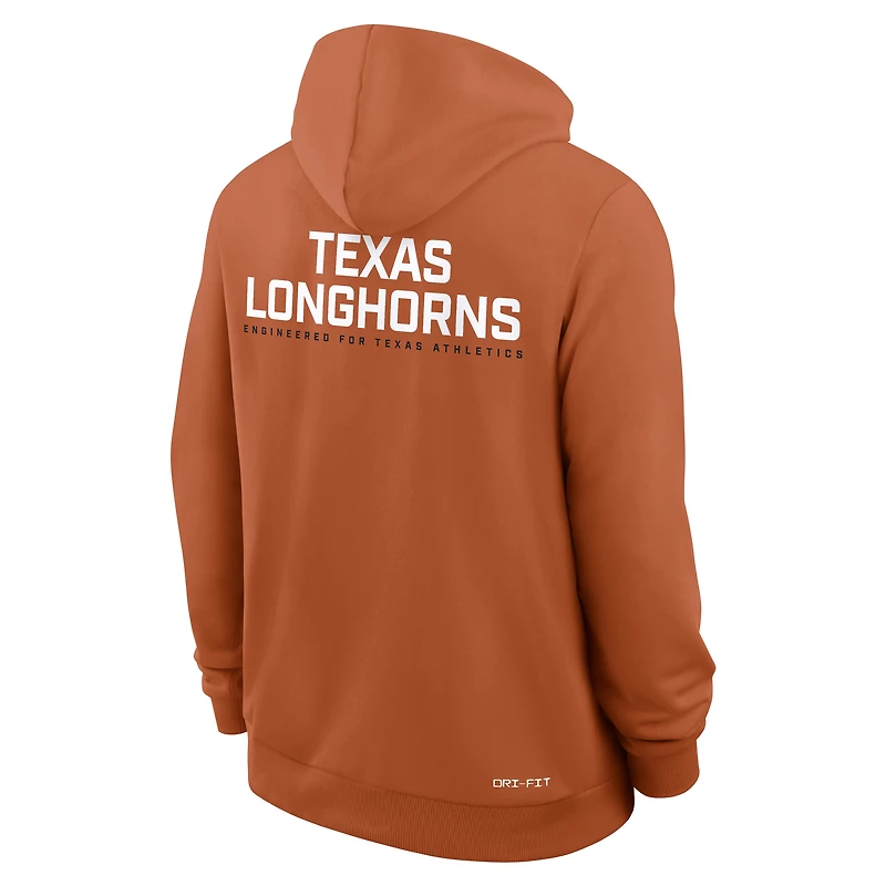 Men's Nike Burnt Orange Texas Longhorns 2025 Sideline Standard Issue Dri-FIT Full-Zip Hoodie