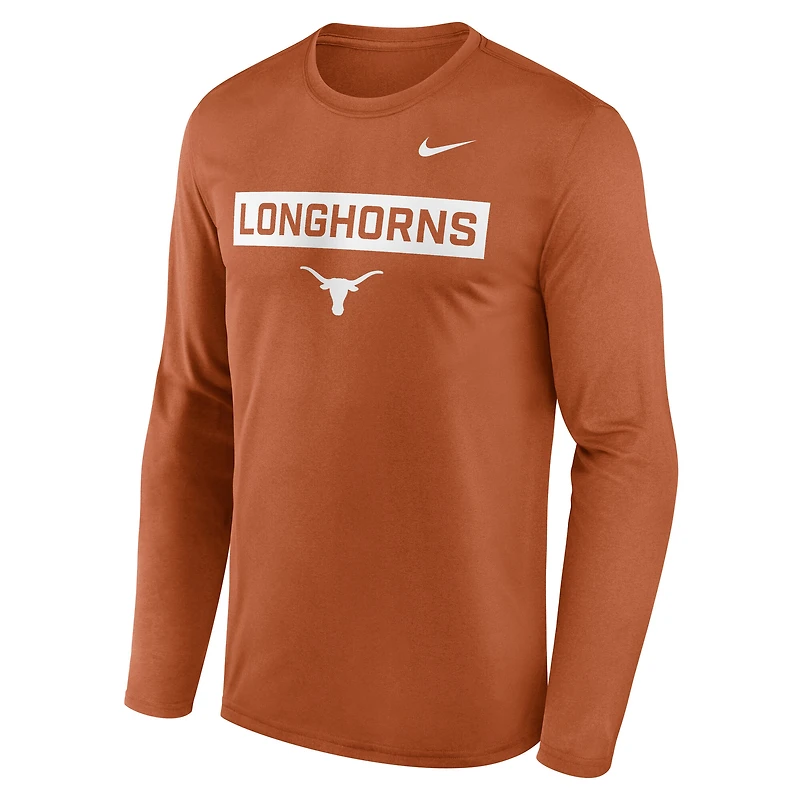 Men's Nike Burnt Orange Texas Longhorns Primetime Campus 2-Hit Legend Dri-FIT Long Sleeve T-Shirt