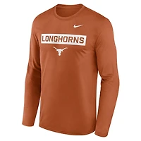 Men's Nike Burnt Orange Texas Longhorns Primetime Campus 2-Hit Legend Dri-FIT Long Sleeve T-Shirt