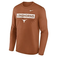 T-shirt à manches longues Nike Texas Longhorns Primetime Campus 2-Hit Legend Dri-FIT orange brûlé pour homme