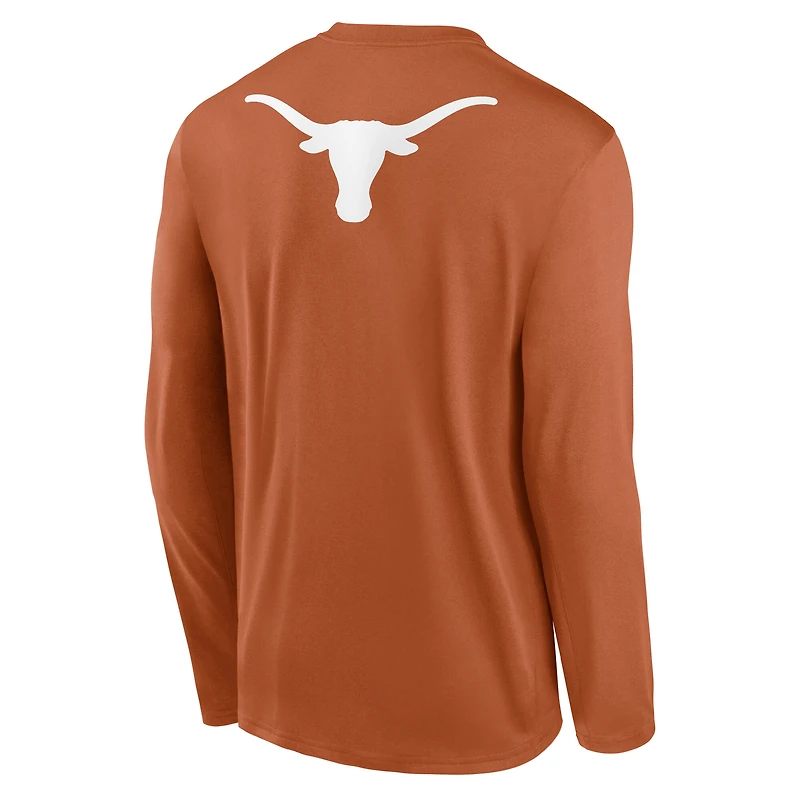 Men's Nike Burnt Orange Texas Longhorns Primetime Campus 2-Hit Legend Dri-FIT Long Sleeve T-Shirt