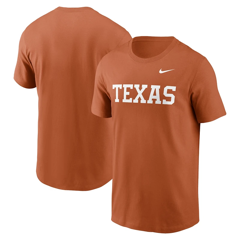 T-shirt Nike orange brûlé Texas Longhorns Primetime Wordmark pour homme
