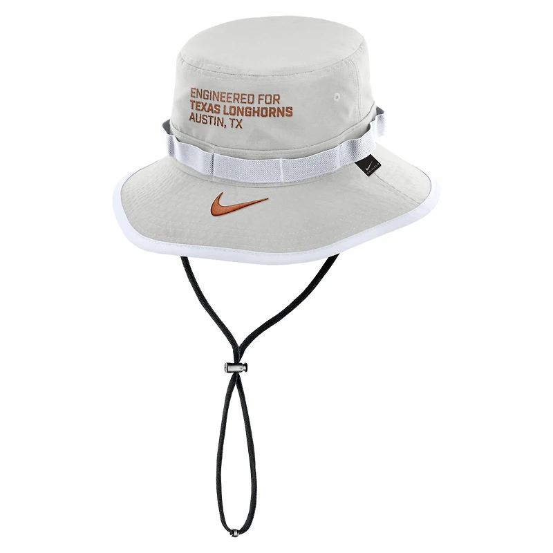 Bob Nike gris Texas Longhorns 2025 Sideline Apex Boonie Performance pour homme