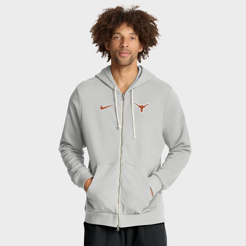 Sweat à capuche Nike gris Texas Longhorns 2025 Sideline Standard Issue Dri-FIT pour homme avec fermeture éclair intégrale