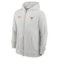 Sweat à capuche Nike gris Texas Longhorns 2025 Sideline Standard Issue Dri-FIT pour homme avec fermeture éclair intégrale