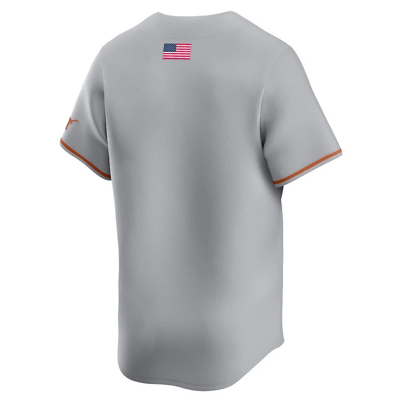 Maillot de baseball alternatif limité Nike gris Texas Longhorns pour homme