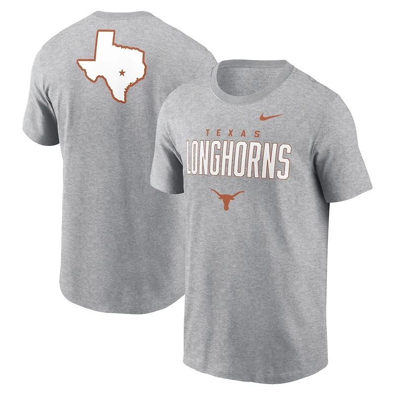 Men's Nike Heather Gray Texas Longhorns Campus 2-Hit Primary Mascot T-Shirt