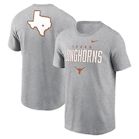 Men's Nike Heather Gray Texas Longhorns Campus 2-Hit Primary Mascot T-Shirt