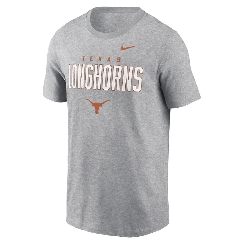 Men's Nike Heather Gray Texas Longhorns Campus 2-Hit Primary Mascot T-Shirt