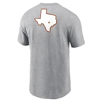 Men's Nike Heather Gray Texas Longhorns Campus 2-Hit Primary Mascot T-Shirt