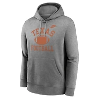 Sweat à capuche en polaire Nike Texas Longhorns Legacy Football Icon Club pour homme, gris chiné
