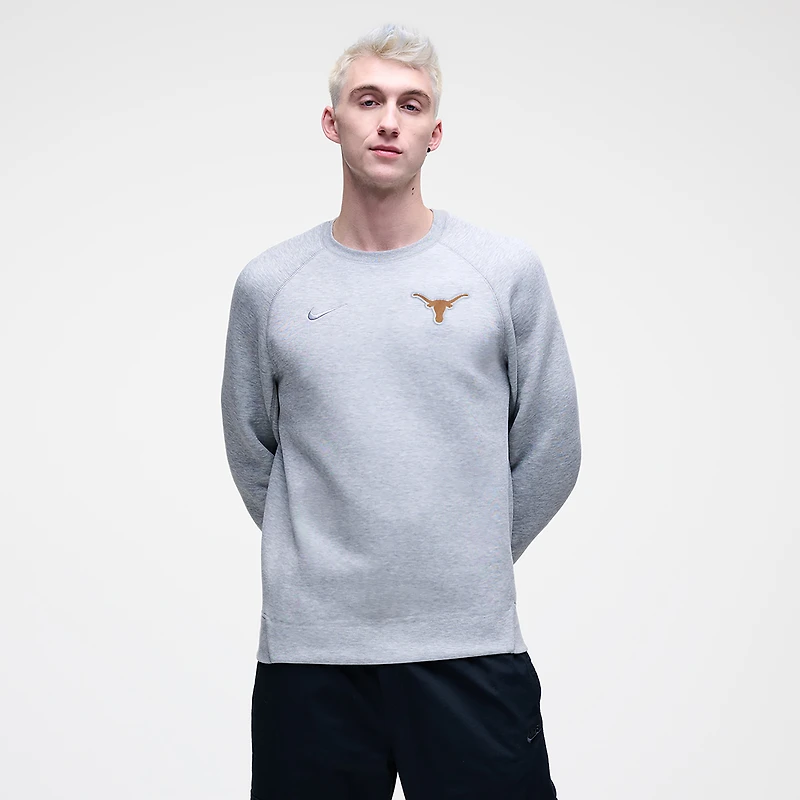 Sweat-shirt raglan en polaire technique Nike Texas Longhorns gris chiné pour homme