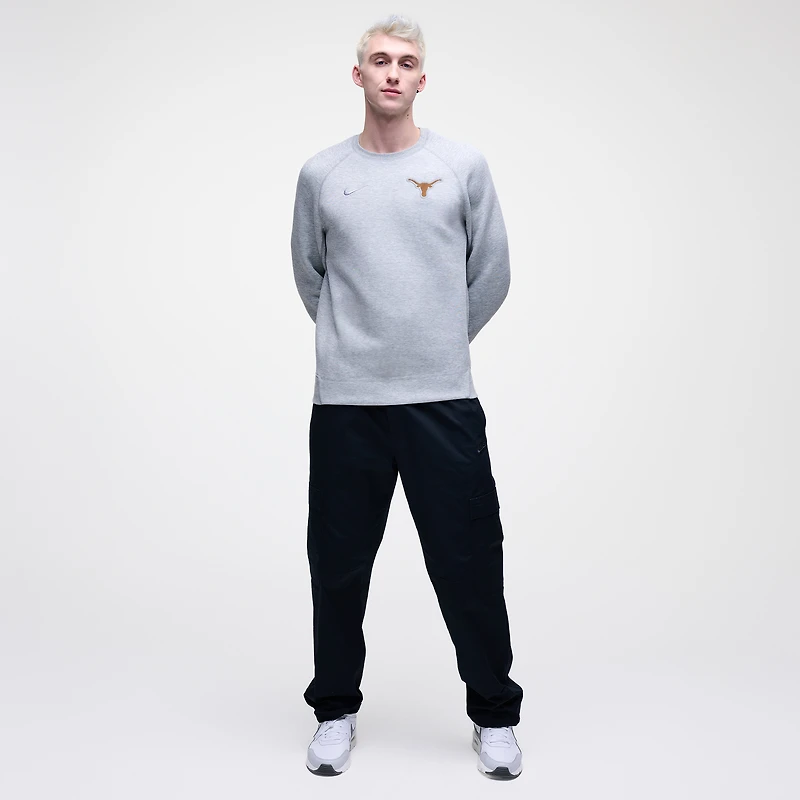 Sweat-shirt raglan en polaire technique Nike Texas Longhorns gris chiné pour homme
