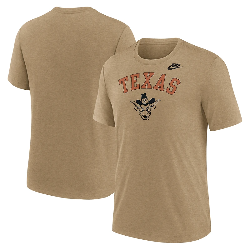 Men's Nike Heather Light Brown Texas Longhorns Legacy Arch Tri-Blend T-Shirt