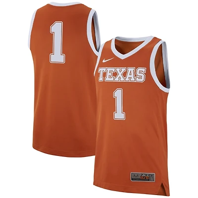 Men's Nike #1 Burnt Orange Texas Longhorns Replica Jersey
