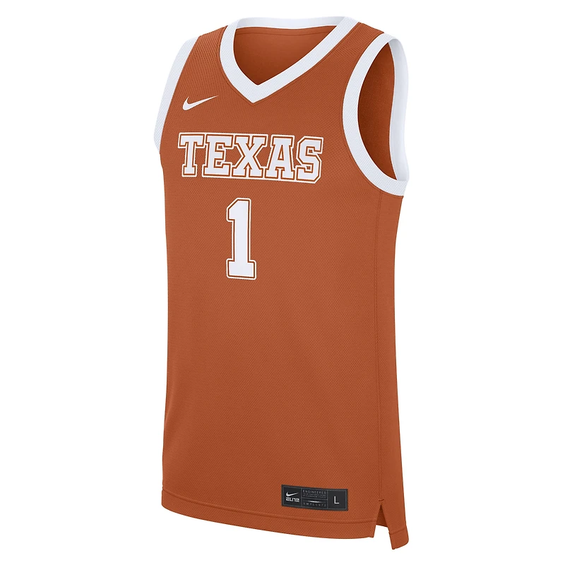 Maillot réplique de l'équipe route des Texas Longhorns du Orange #1 pour homme Nike