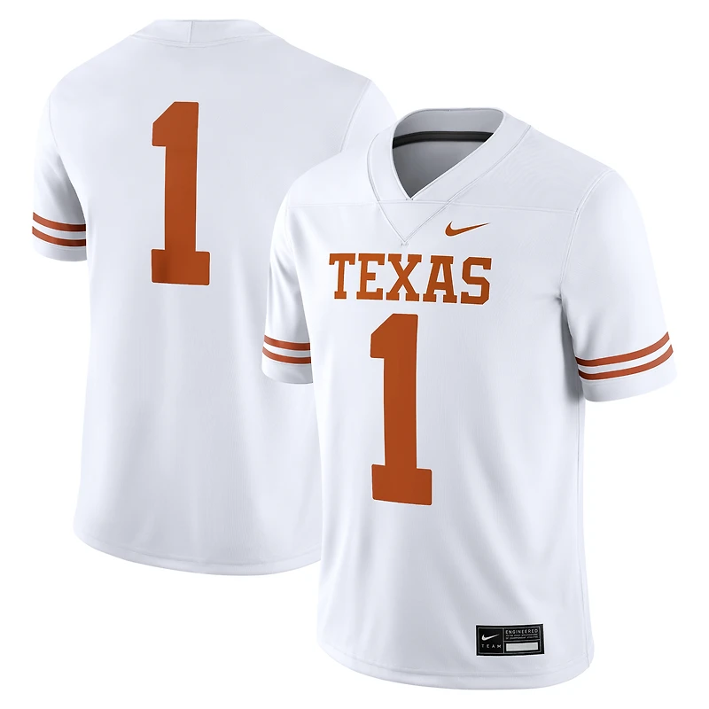 Men's Nike #1 White Texas Longhorns Game Jersey