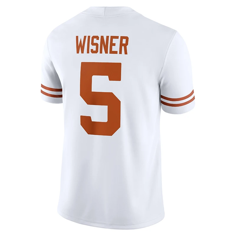 Maillot de football américain Nike Quintrevion Wisner pour homme, blanc, Texas Longhorns, NIL
