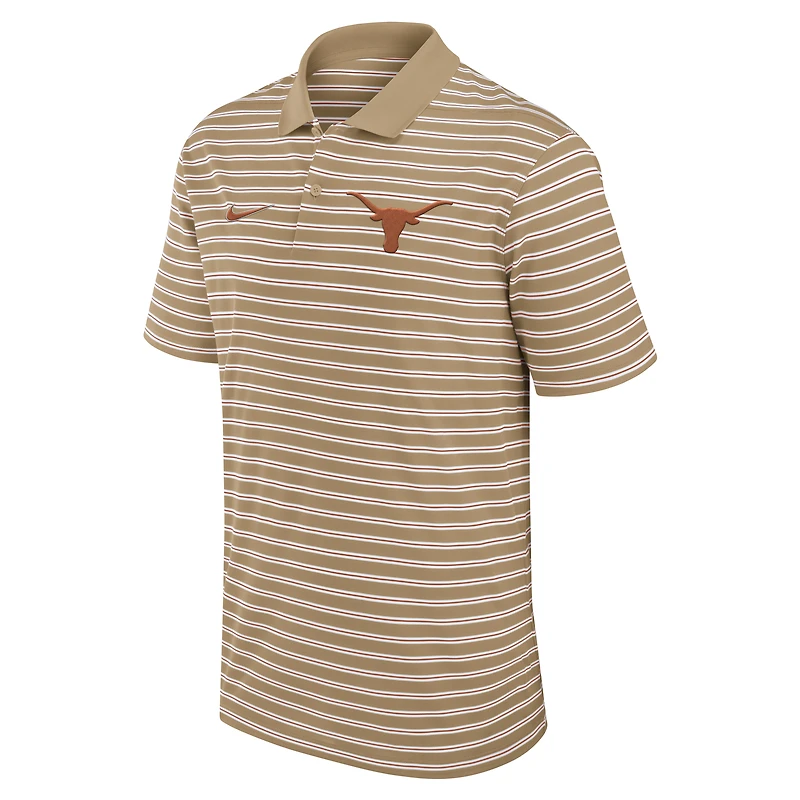 Men's Nike Tan Texas Longhorns Athletic Prep Striped Dri-FIT Polo