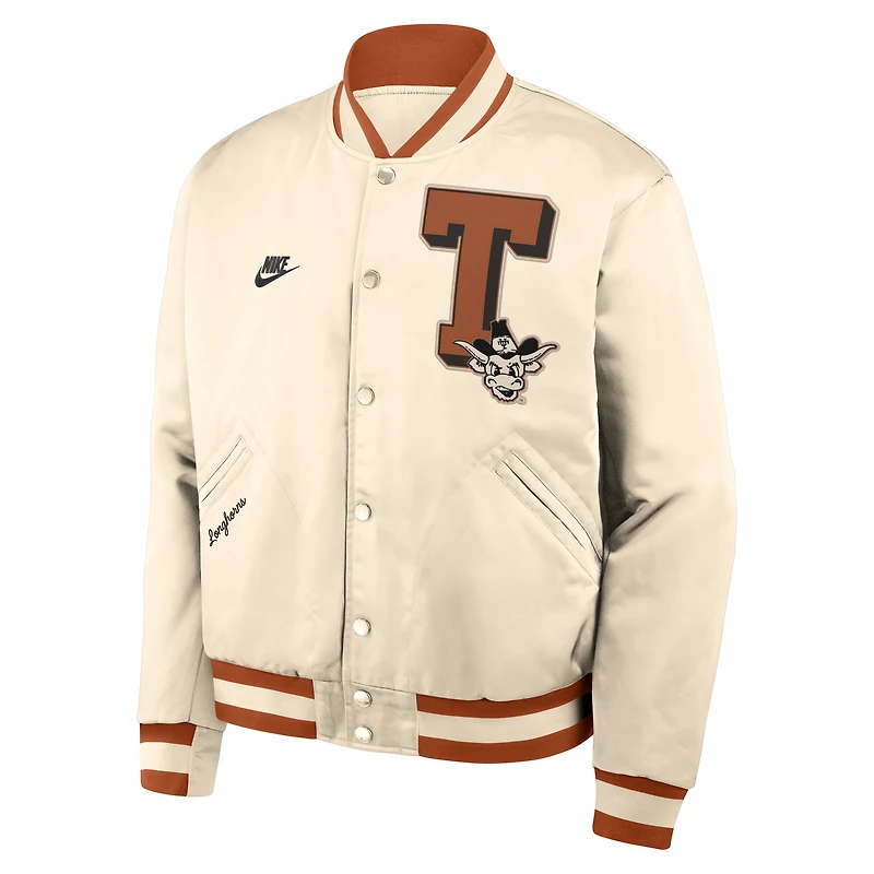 Blouson aviateur Nike Tan Texas Longhorns Legacy à boutons-pression pour homme