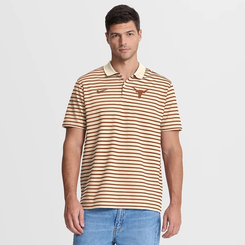 Polo Nike Tan Texas Longhorns à rayures avec logo principal Dri-FIT pour homme